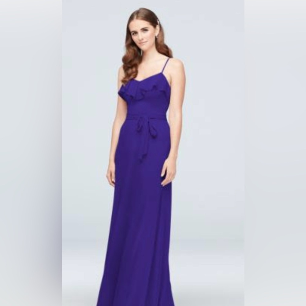 Ruffled crinkle chiffon bridesmaid dress